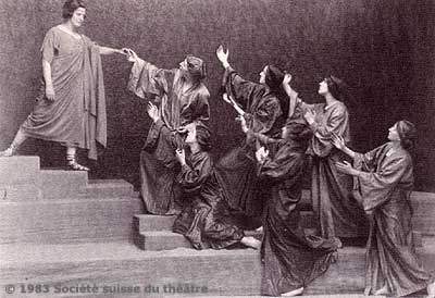 photo of orpheus with the blessed spirits dressed in Greek robes