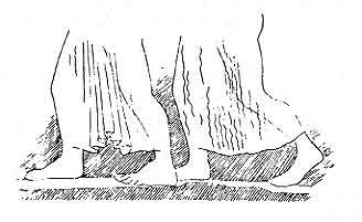 drawing from Maurice Emmanuel's "La danse grecque antique" showing the position of women's walking feet