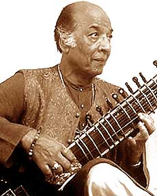 photo of Vilayat Khan playing the sitar