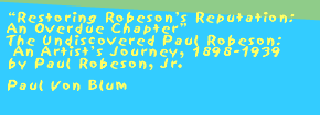 Review: Paul Von Blum, "Restoring Robeson's Reputation"
