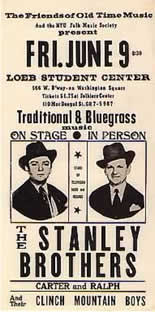 A Stanley Brothers handbill from the early Sixties.